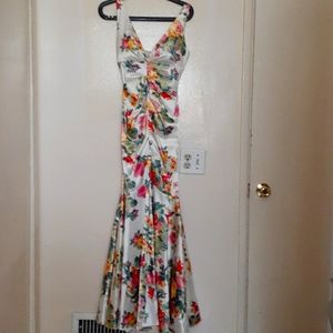 Cocktail gown Floral silk sleeveless